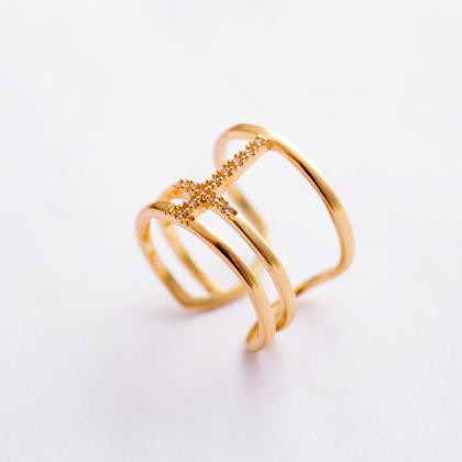 Three Layer 18 K Gold Plated With Aaa Zircon Open..