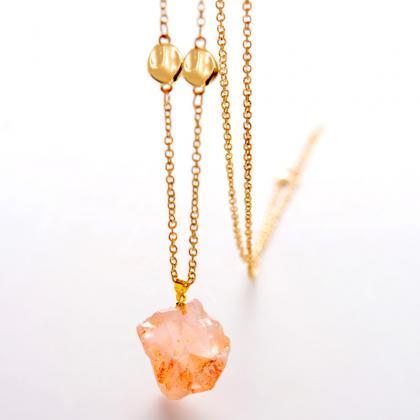 Irregular Crystal Stone Pendant Necklace