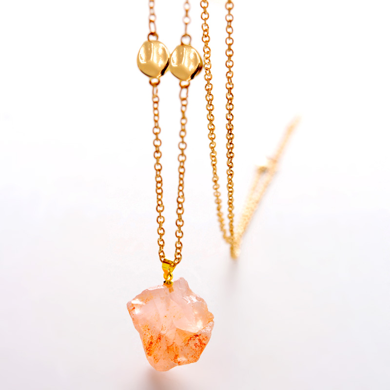 Irregular Crystal Stone Pendant Necklace